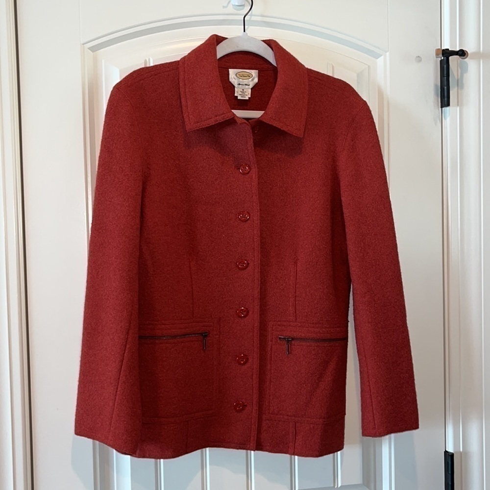 Talbots rust color alpaca wool blend quality classic work blazer jacket size M